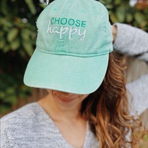 “Choose happy” baseball cap with tie